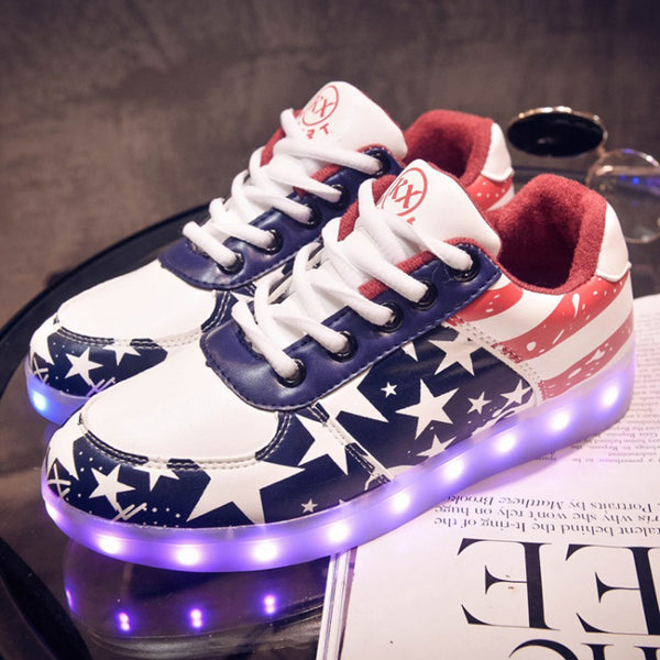 DoGeek US Flag LED Light Up Shoes Unisex Boys and Gilrs and Adults, 35 EU-46 EU (Choose Half Size Up) - DoGeek shoes/schuhe/chaussures/baskets/scarpe/trainers
