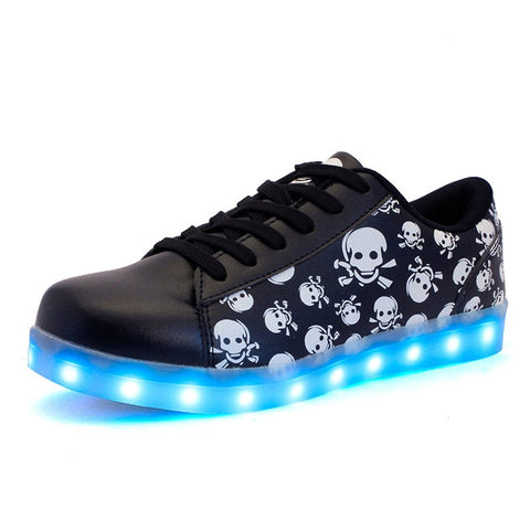 DoGeek Black Skull Light Up Shoes Unisex Boys and Gilrs and Adults (Choose Half Size Up) - DoGeek shoes/schuhe/chaussures/baskets/scarpe/trainers