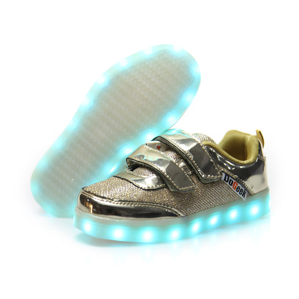 DoGeek Kids Bling Bling Net Light Up Shoes for Boys and Girls, Gold, Size 25-37 EU - DoGeek shoes/schuhe/chaussures/baskets/scarpe/trainers