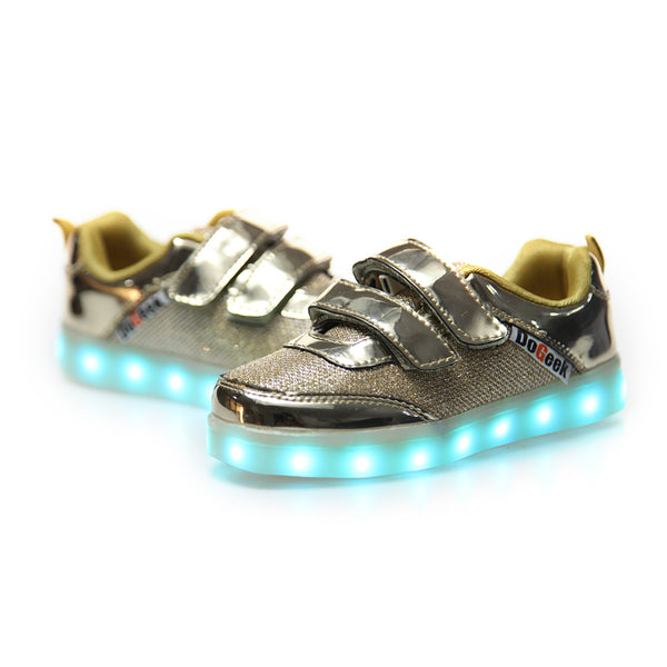 DoGeek Kids Bling Bling Net Light Up Shoes for Boys and Girls, Gold, Size 25-37 EU - DoGeek shoes/schuhe/chaussures/baskets/scarpe/trainers