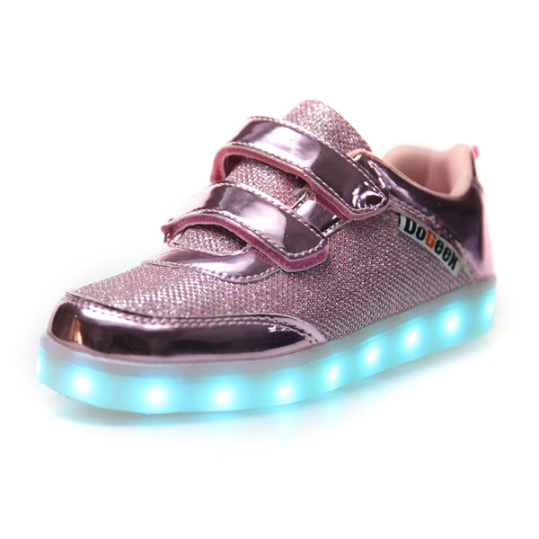 DoGeek Kids Bling Bling Net Light Up Shoes for Boys and Girls, Pink, Size 25-37 EU - DoGeek shoes/schuhe/chaussures/baskets/scarpe/trainers