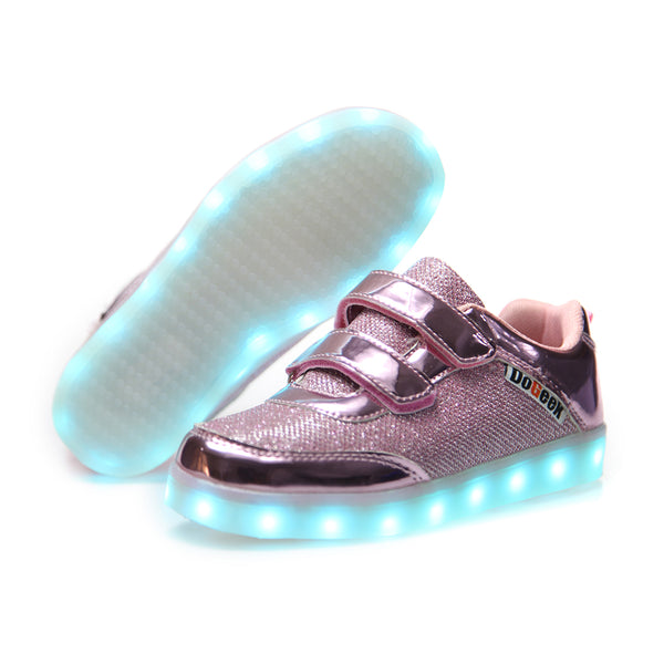 DoGeek Kids Bling Bling Net Light Up Shoes for Boys and Girls, Pink, Size 25-37 EU - DoGeek shoes/schuhe/chaussures/baskets/scarpe/trainers