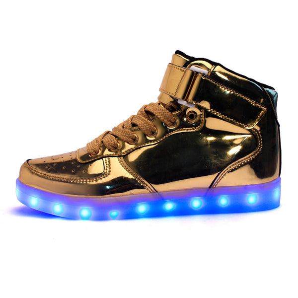 DoGeek Men/Women Light up Shoes, 7 Colors Lights High Tops, Metalic Gold (Choose Half Size Up) - DoGeek shoes/schuhe/chaussures/baskets/scarpe/trainers