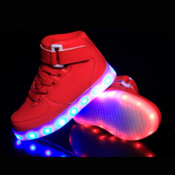 DoGeek Unisex Men/Women High Top LED Light up Shoes, Red, (Size 35 EU-46 EU, Choose Half Size Up) - DoGeek shoes/schuhe/chaussures/baskets/scarpe/trainers