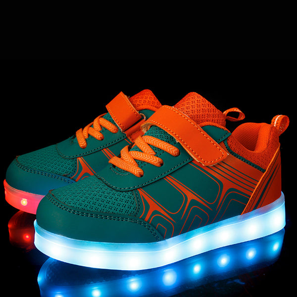 DoGeek Kids Light Up Shoes Mesh Net Design, for Boys and Girls, 7 Colors LED Light, Rechargeable (Choose Half Size Up) - DoGeek shoes/schuhe/chaussures/baskets/scarpe/trainers